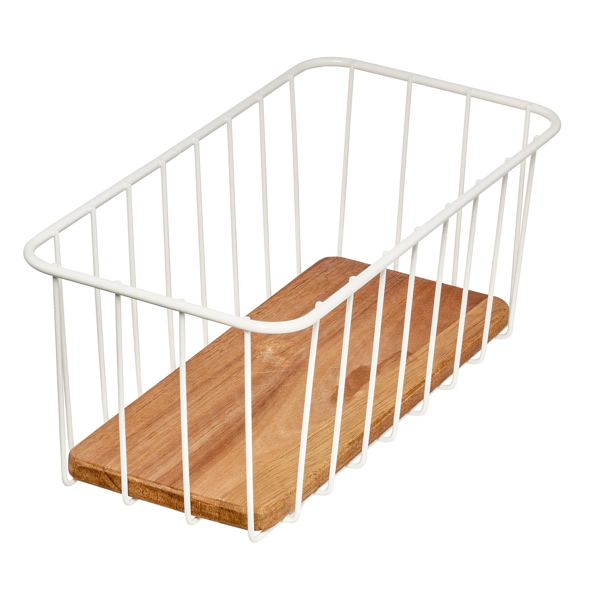 iDesign Pantry Wire Basket Acacia Wood