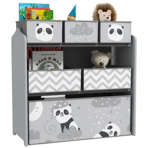 Kids Storage Unit with 6 Boxes, Toy Storage Organiser, Grey