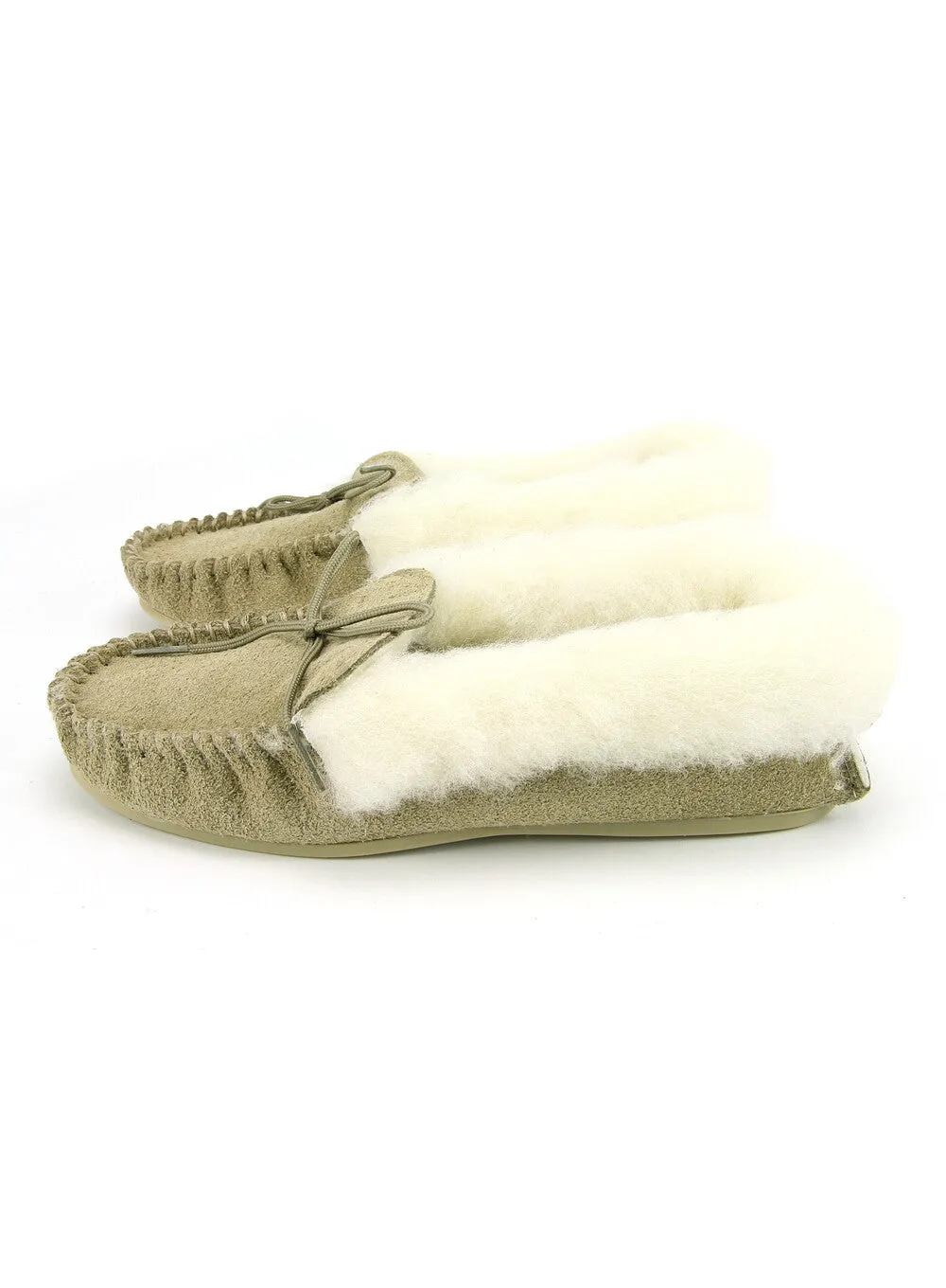 Lambswool Lined Collared Moccasins with Sole