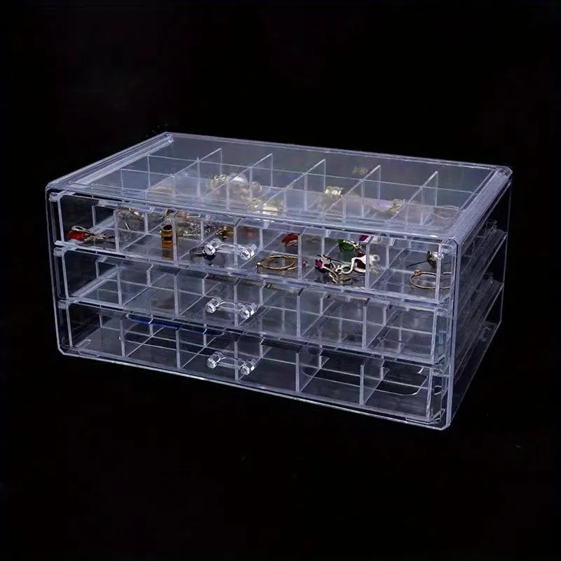 Large Capacity 3Layer Clear Plastic Jewelry Storage Box