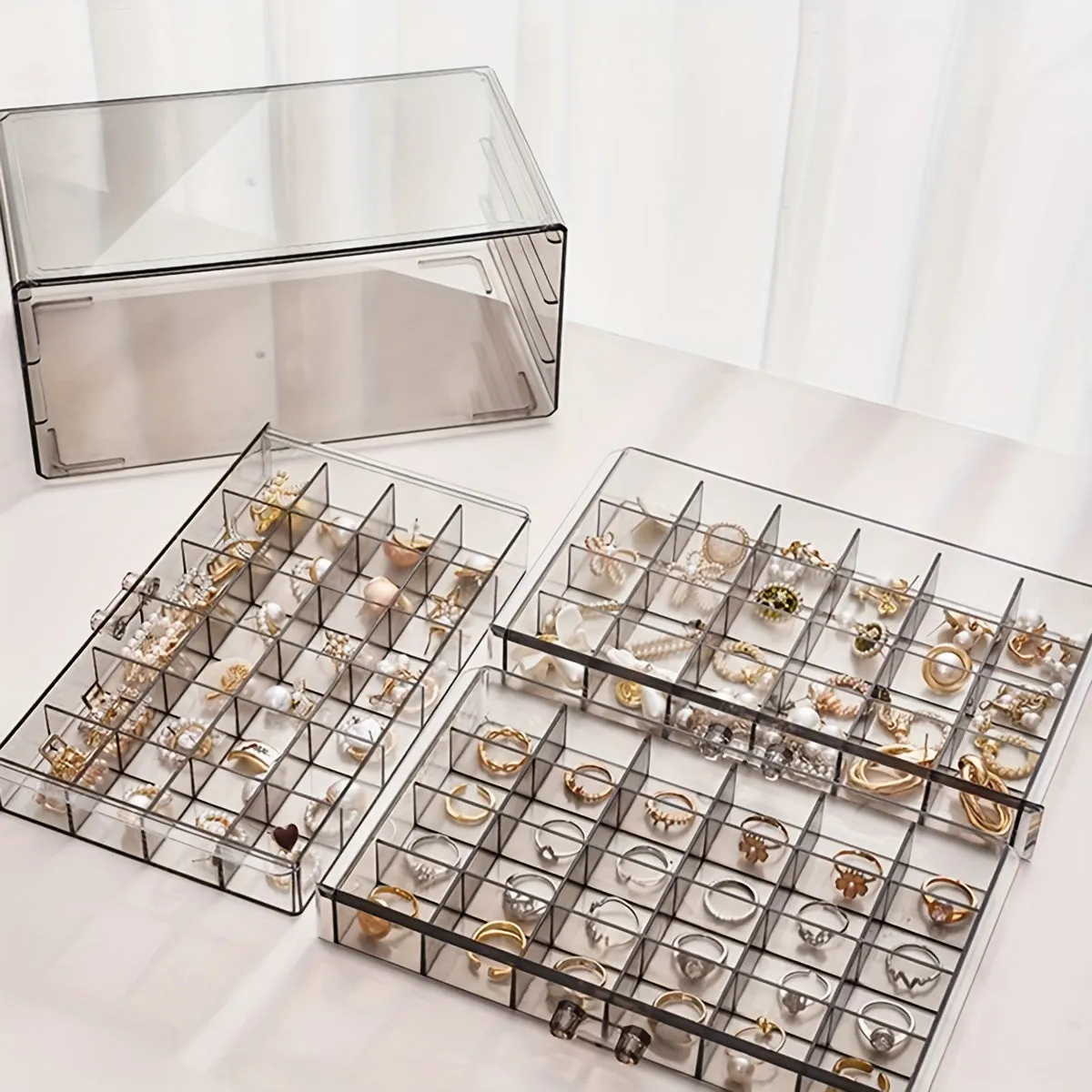 LargeCapacity Jewelry Storage Box with 72grid Organizers