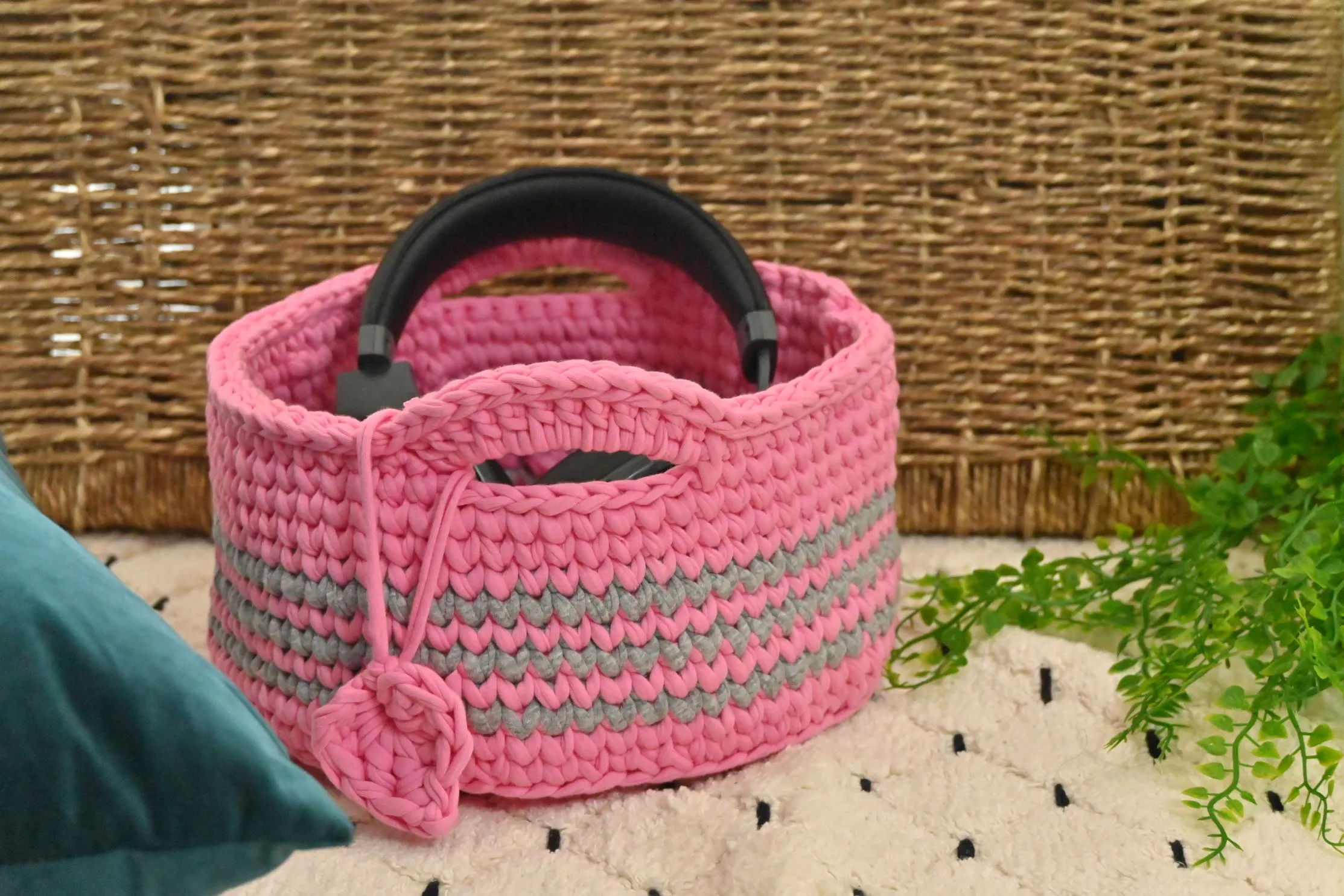 Looped Luxe Crochet Basket | Handmade from T-Shirt Yarn