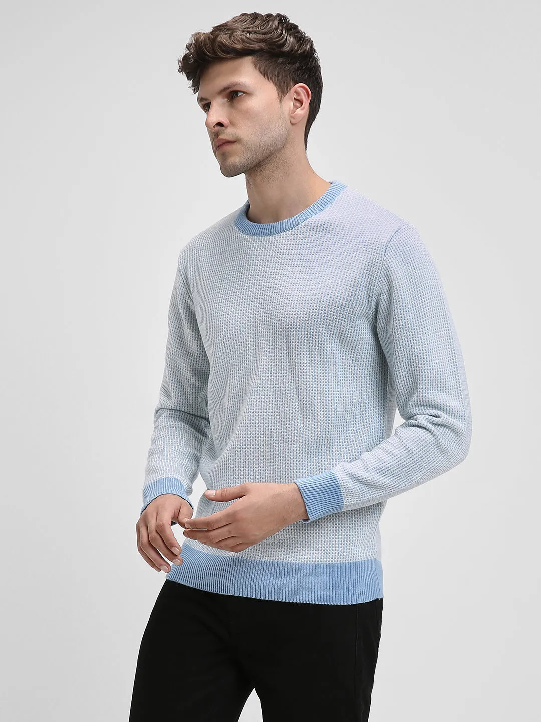 Men's Light Blue round neck Pullover Sweater