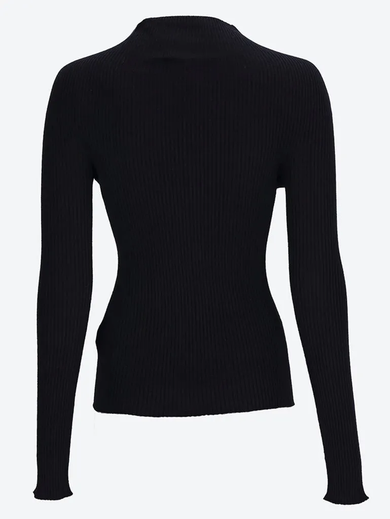 Mockneck light rib sweater