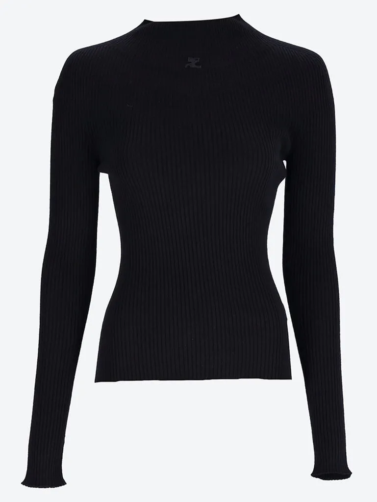 Mockneck light rib sweater