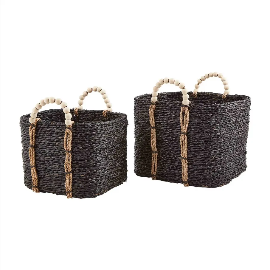 Mudpie Bead Handle Black Basket