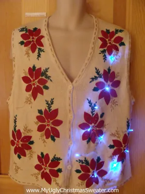 Need to Buy Christmas Sweaters? Light Up Sweater Vest Poinsettias, Bling