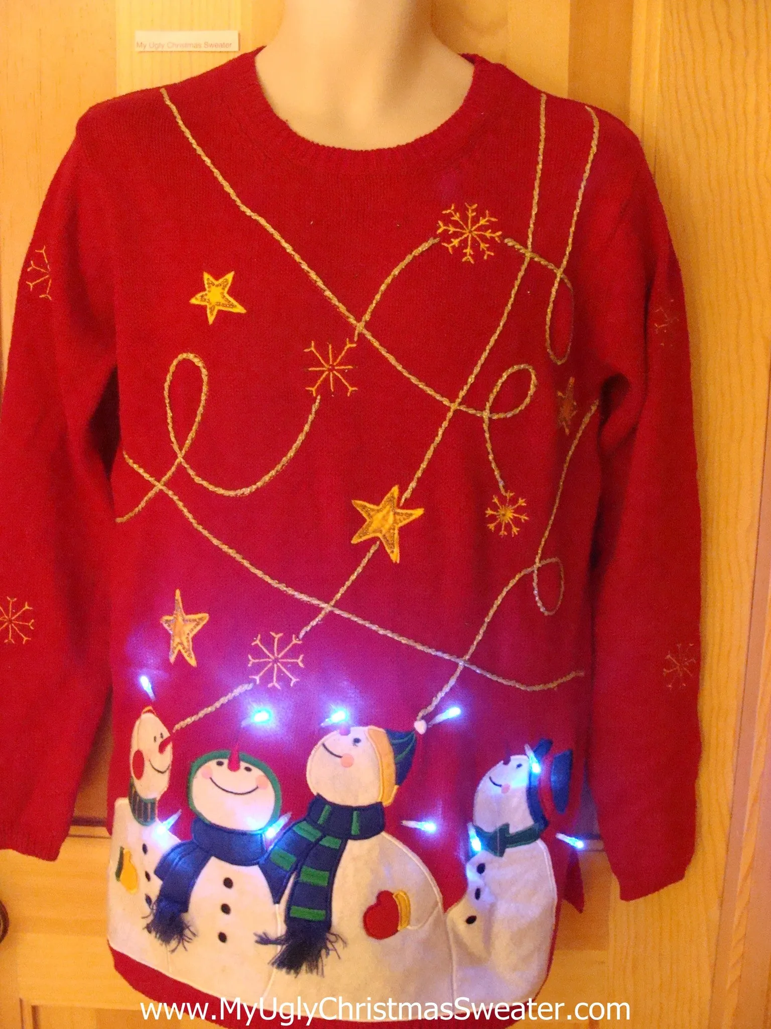 Need to Buy Christmas Sweaters? Light Up Sweater with 4 Snowmen