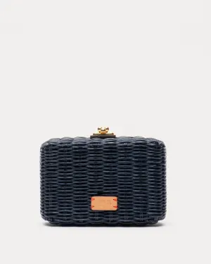 Paige Wicker Box Clutch Navy