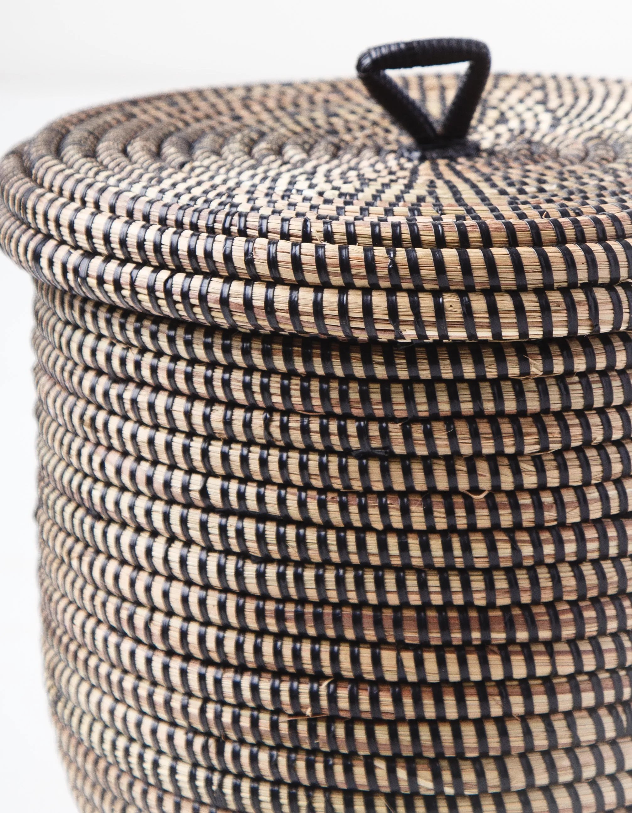 Petite Solid Black Hand Woven Baskets