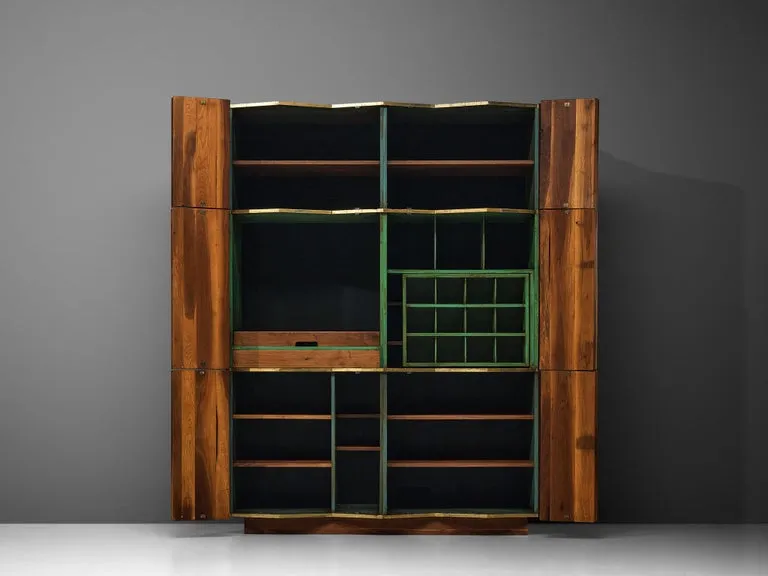 Phillip Lloyd Powell Large Cabinet in Walnut and Gold Leaf