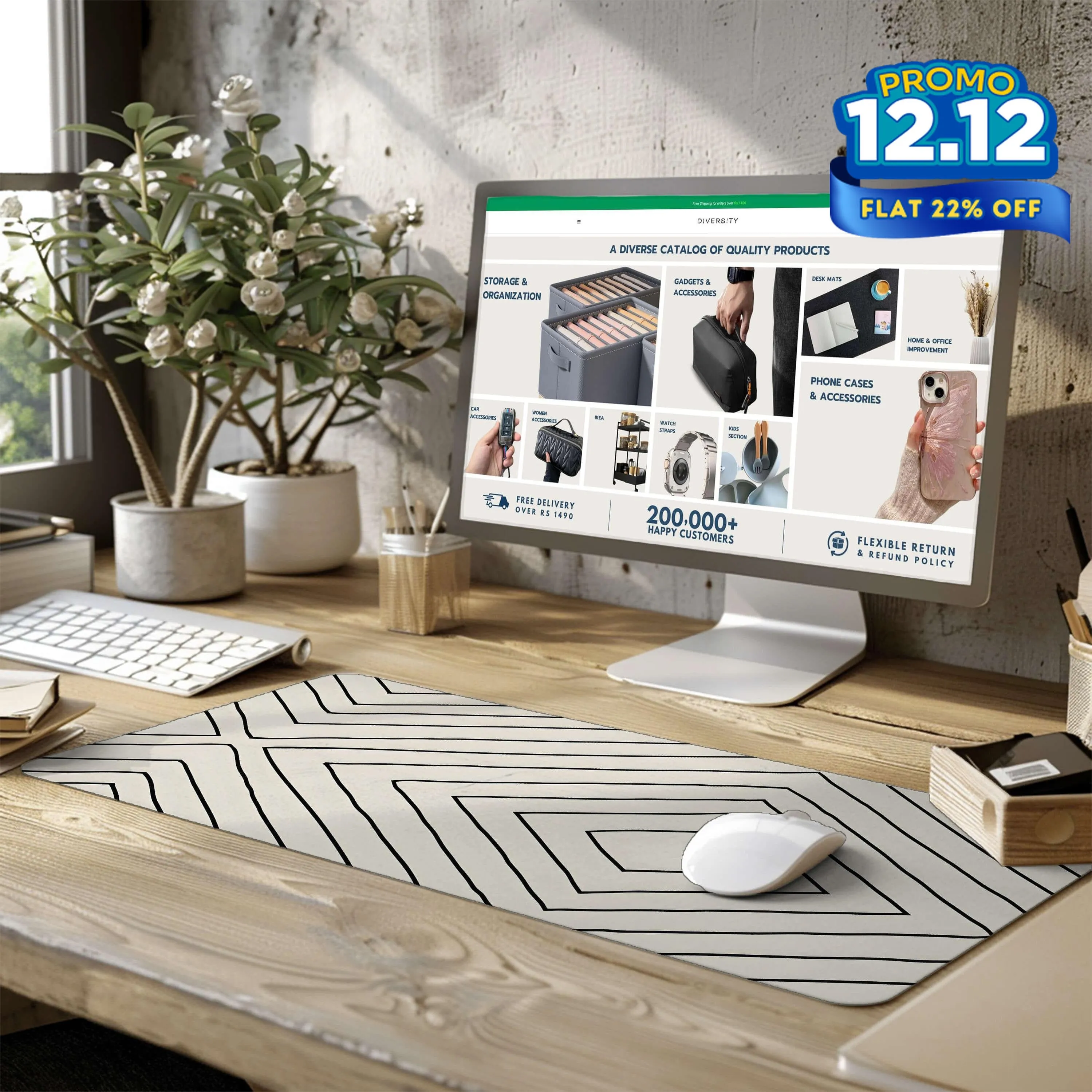 Printed Desk Mat - Diamond Pattern