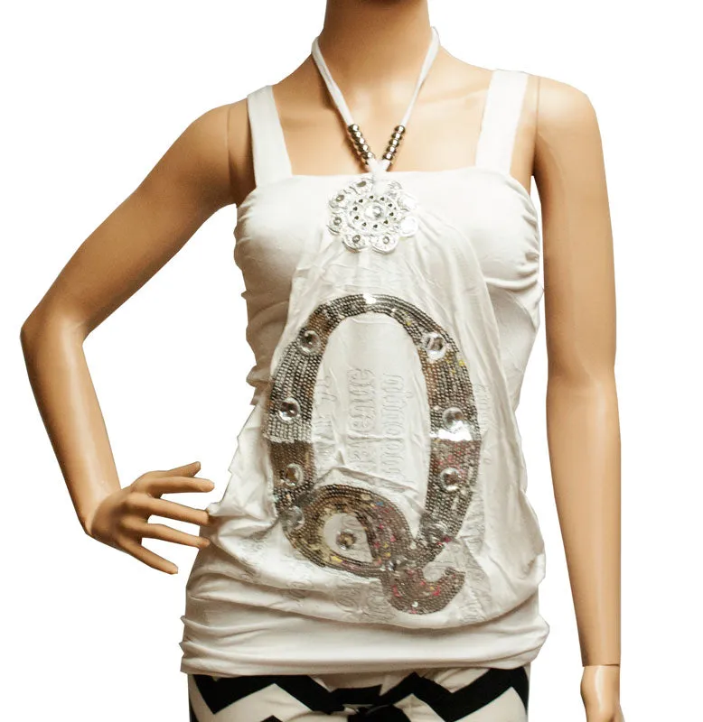 Q for Queen Initial Sleeveless Fashion Blouse