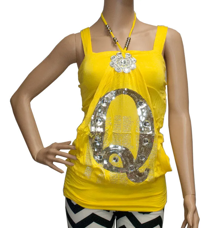 Q for Queen Initial Sleeveless Fashion Blouse