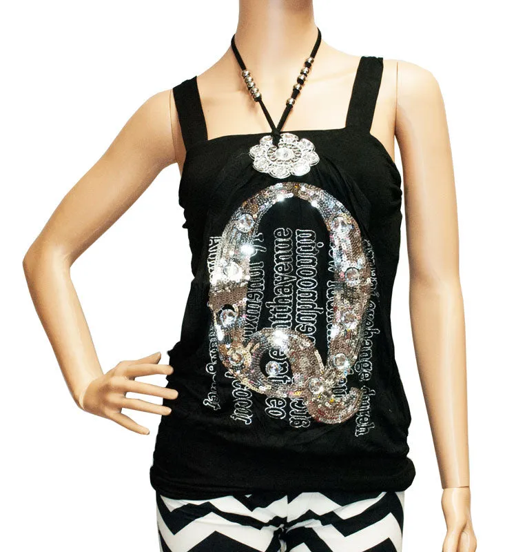 Q for Queen Initial Sleeveless Fashion Blouse