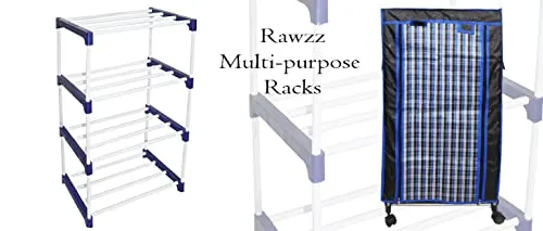 Rawzz 5 Layer Shoe Rack For Home Metal Plastic Rack with Wheels for Multipurpose Use Books, Clothes, Shoes etc.… (5 shelf, black)