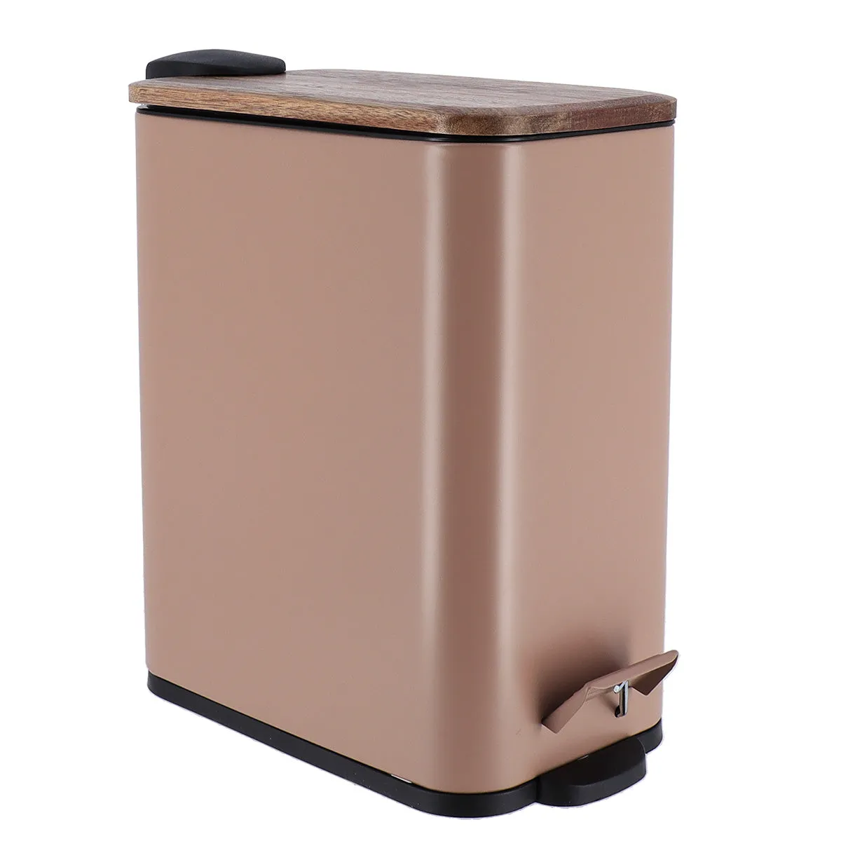 Rectangular Metal Bin With Acacia Lid - Soft Close - Various Colours