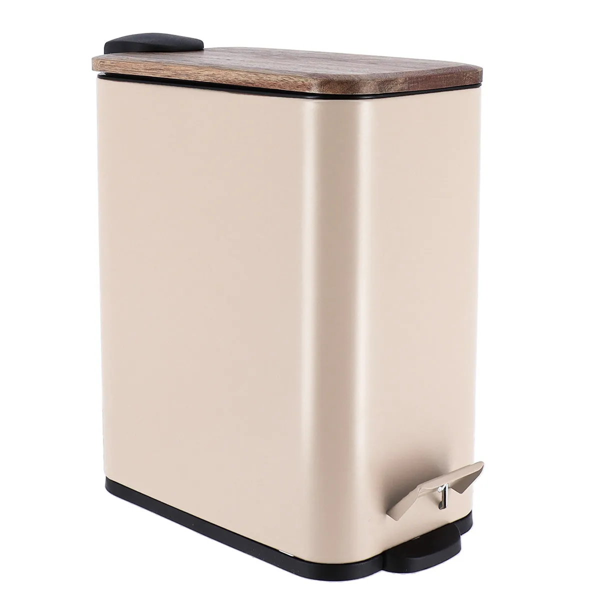 Rectangular Metal Bin With Acacia Lid - Soft Close - Various Colours