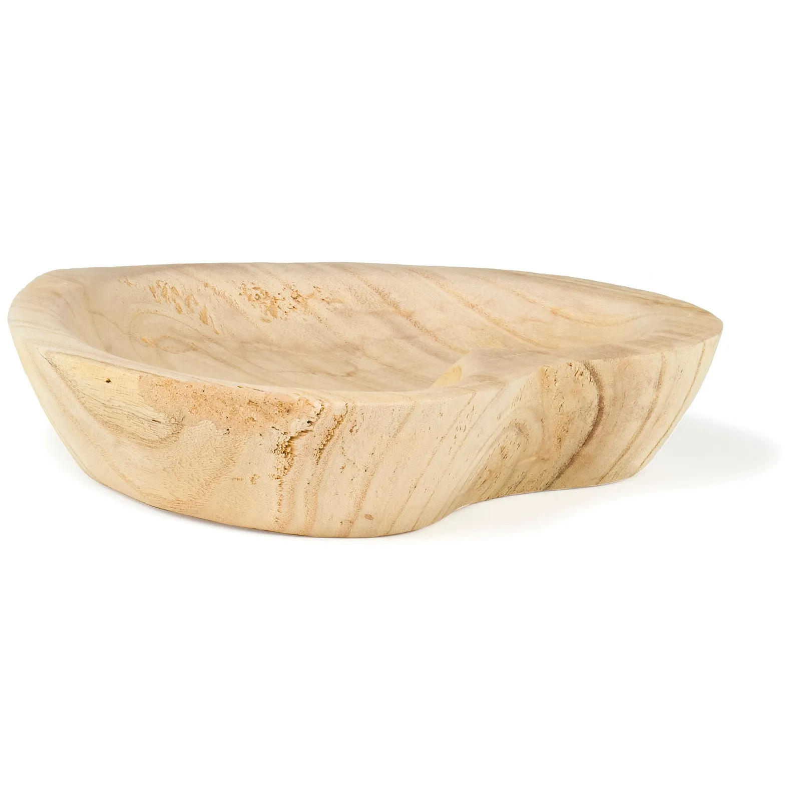 Red Co. 10” Decorative Heart-Shaped Bowl, All-Natural Paulownia Wood, Medium-Sized, Beige