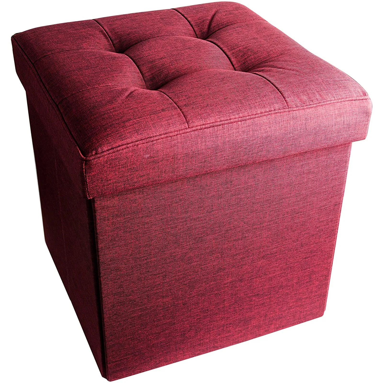 Red Co. Folding Cube Storage Ottoman with Padded Seat, 15" x 15"