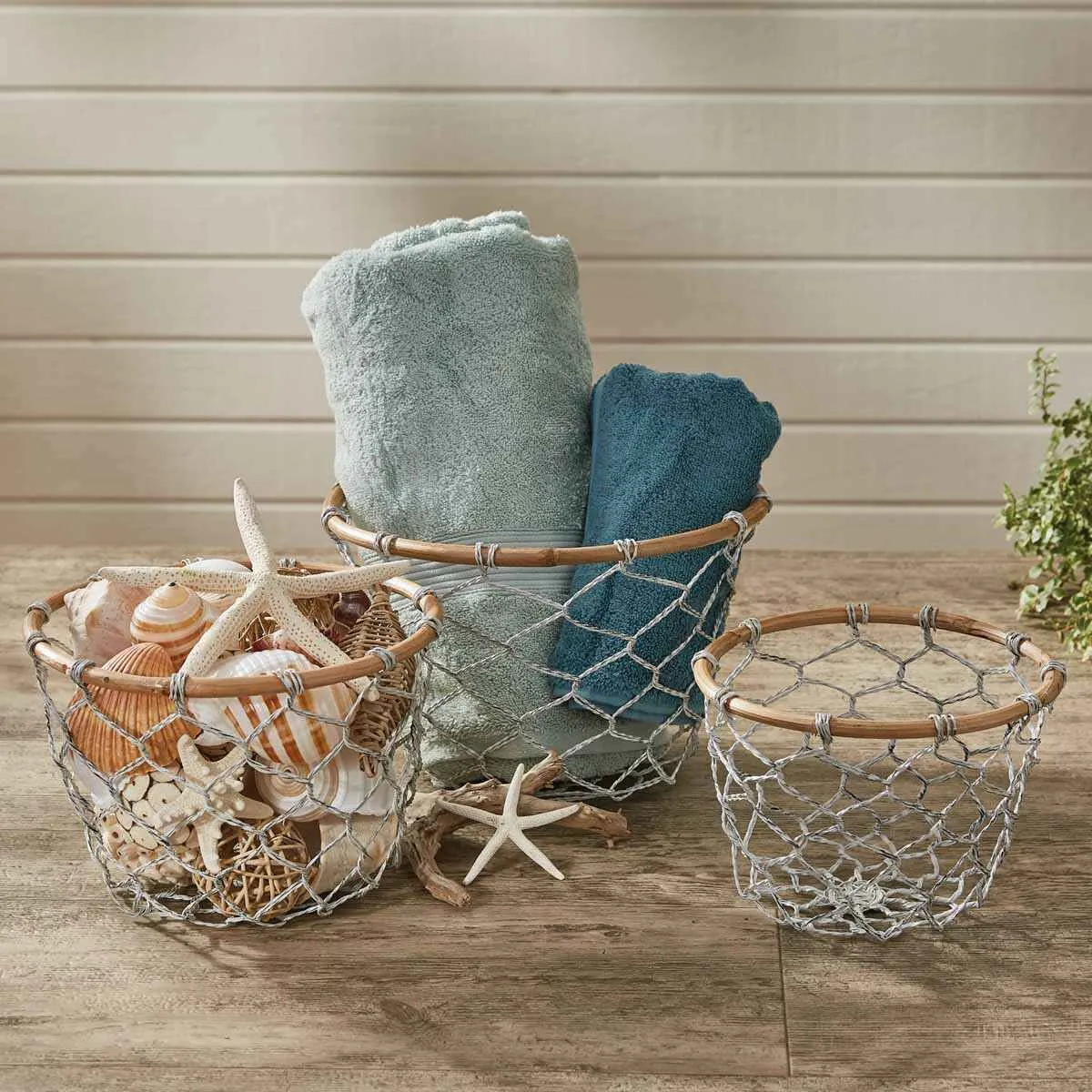 Round Fishnet Wire Basket Set