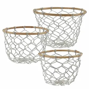 Round Fishnet Wire Basket Set