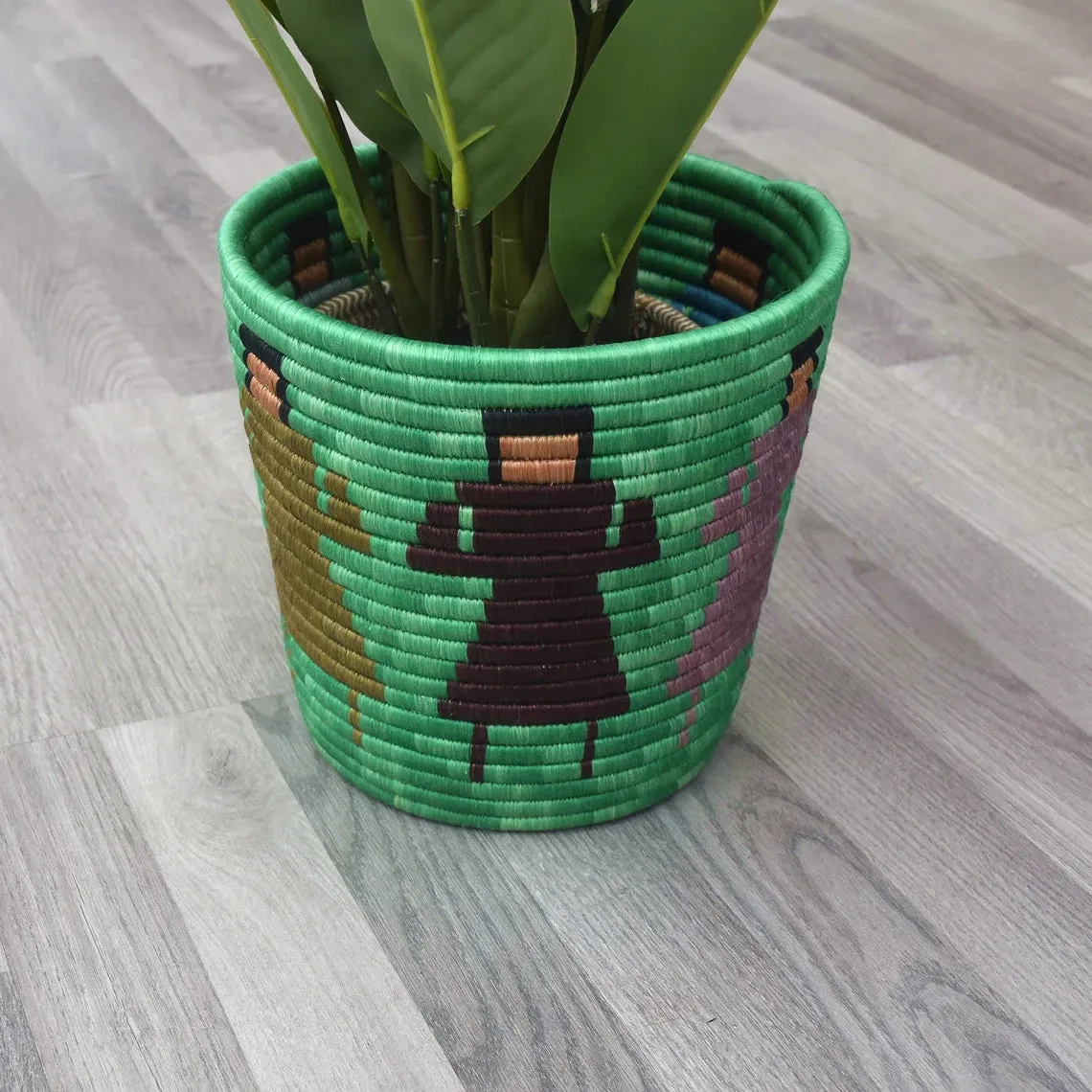 Rwandan Planter Basket - Green African Basket - Nshuti