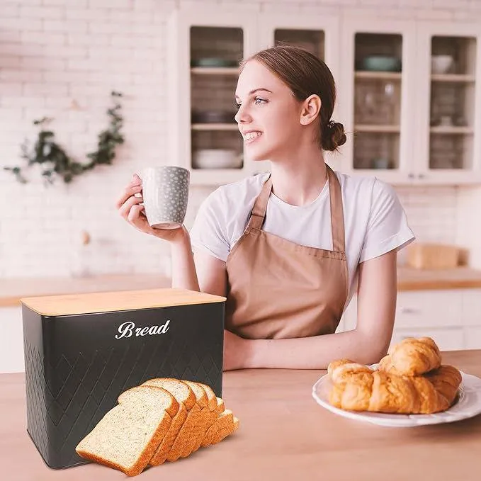 SG Traders ™  6 Pc Bread Bin Set with Airtight Bamboo Lids