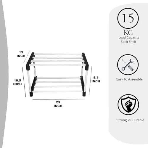 shoe rack for home metal pipes, multiputpose rack (Without wheels, 2 layer)