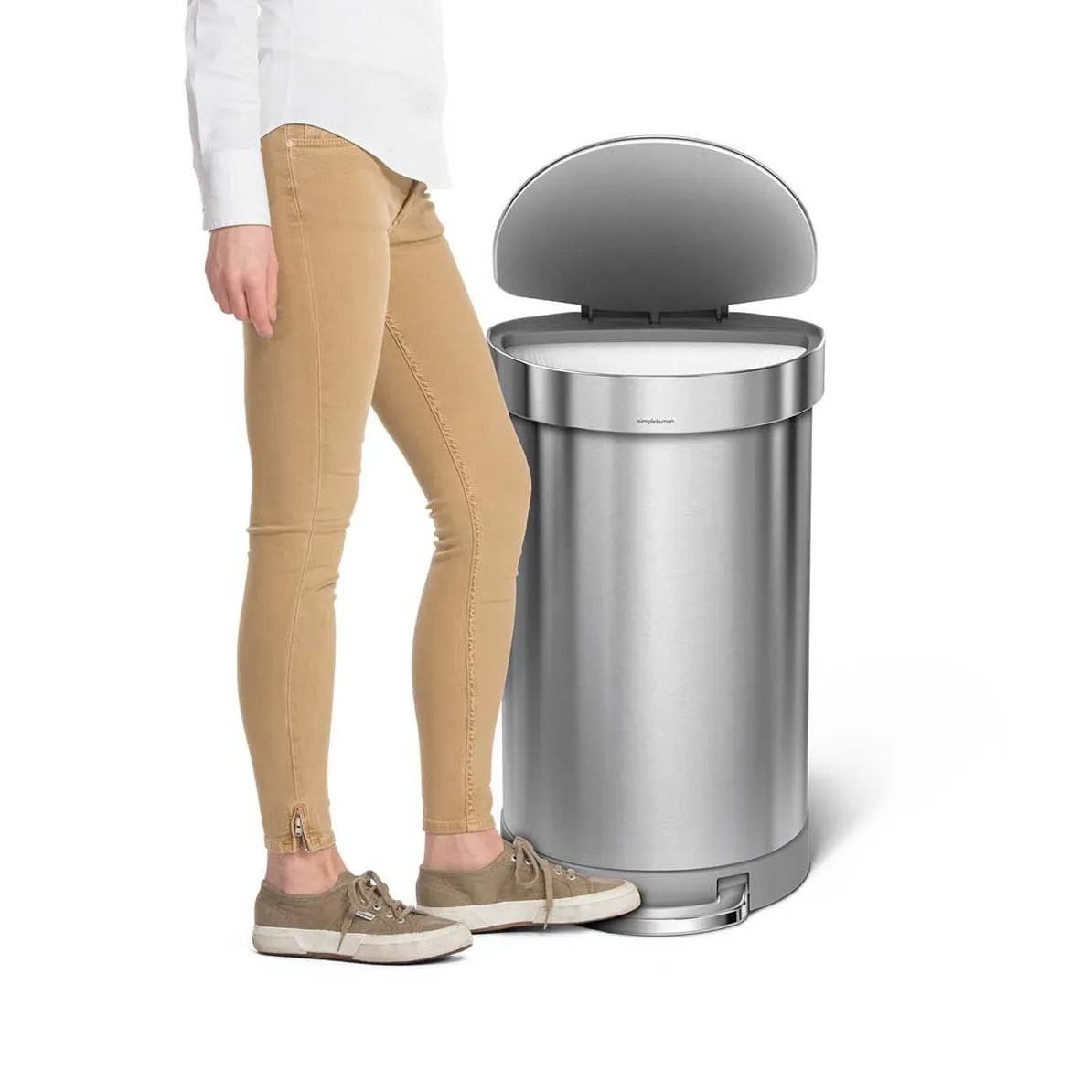 Simplehuman Brushed Steel Semi-Round 45L Pedal Bin