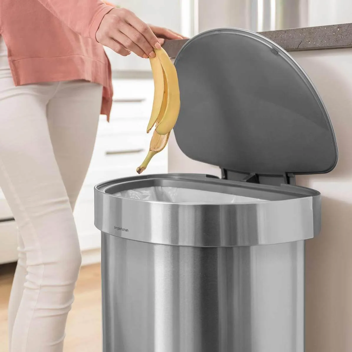 Simplehuman Brushed Steel Semi-Round 45L Pedal Bin