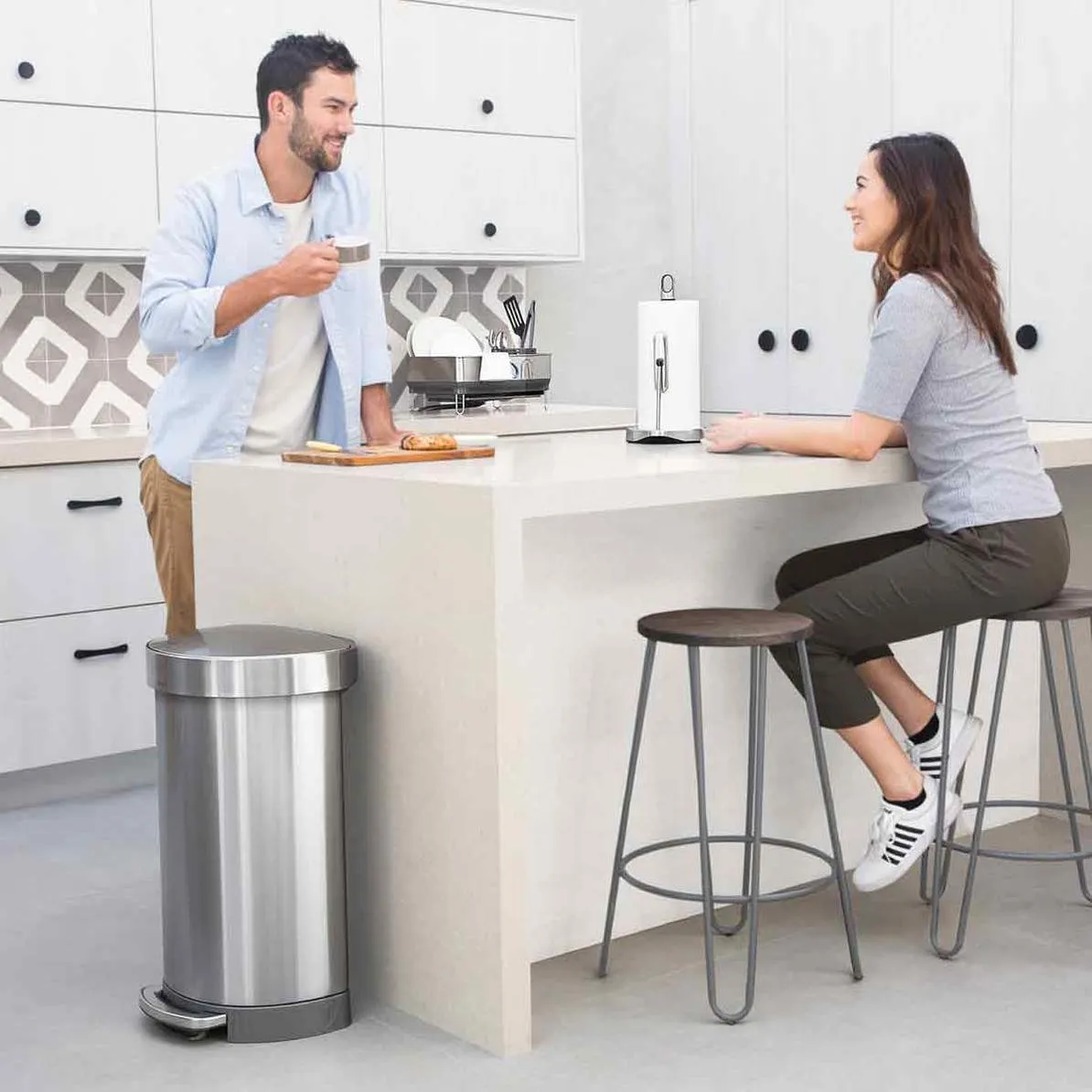 Simplehuman Brushed Steel Semi-Round 45L Pedal Bin