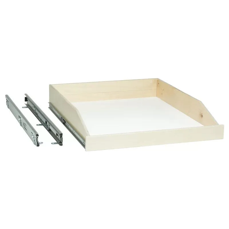 Slide-A-Shelf Made-To-Fit Standard Slide-Out Shelf, Full Extension, Choice of Custom Size and Solid Wood Front Pull Out Drawer