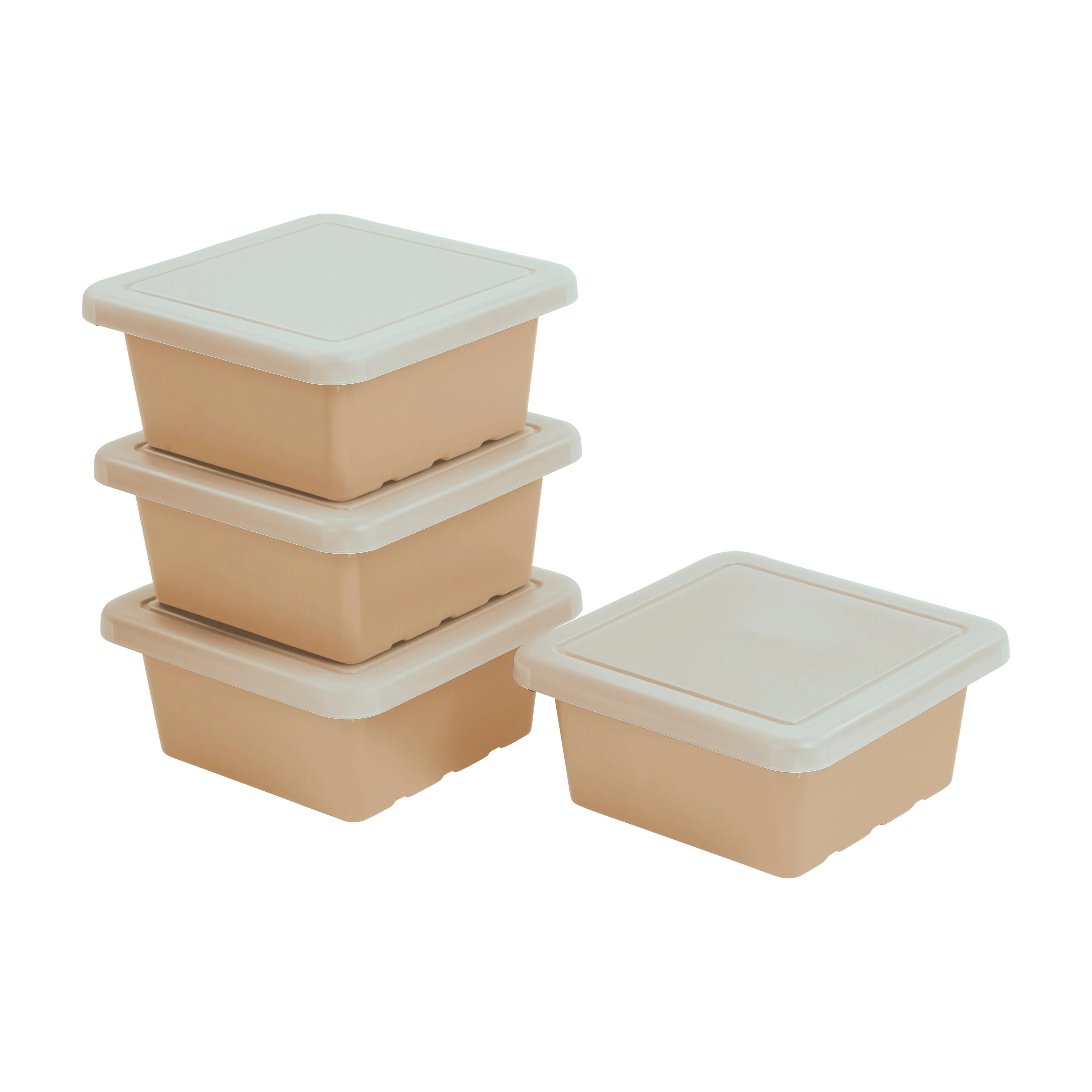 Square Bin with Lid, Storage Containers, 4-Pack