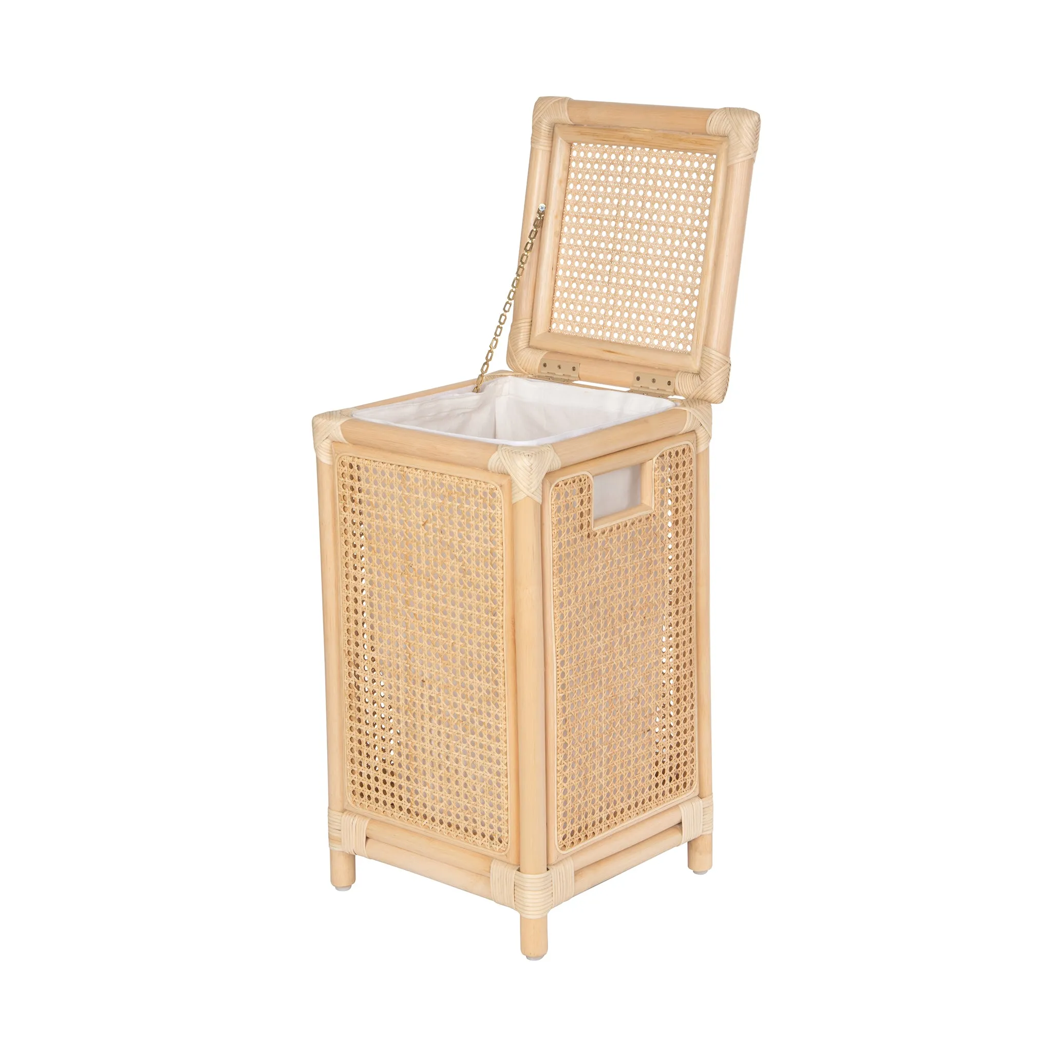 Square Rattan Cane Clothes Hamper and Laundry Basket with Remvoable Liner  & Lid, 1 Load