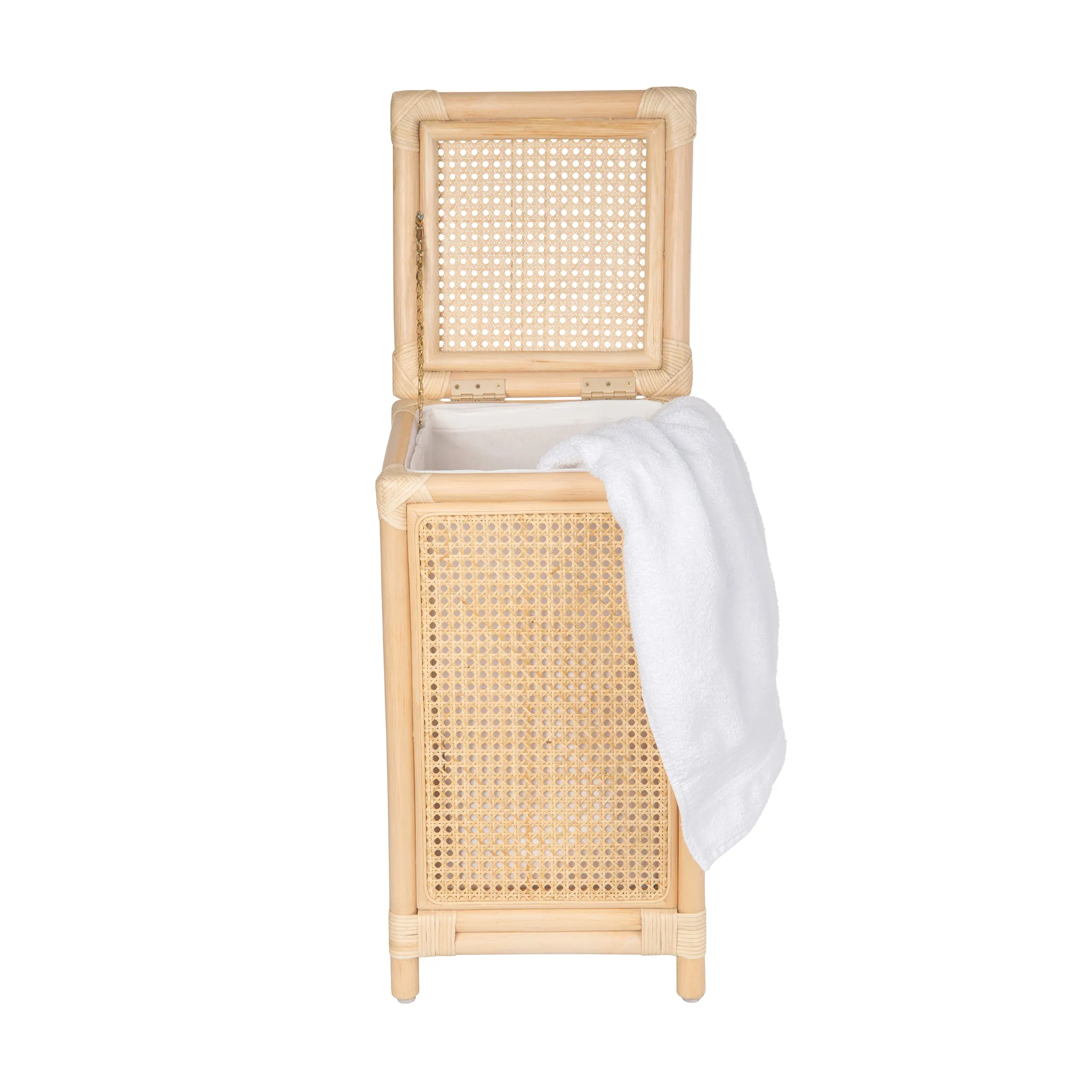 Square Rattan Cane Clothes Hamper and Laundry Basket with Remvoable Liner  & Lid, 1 Load