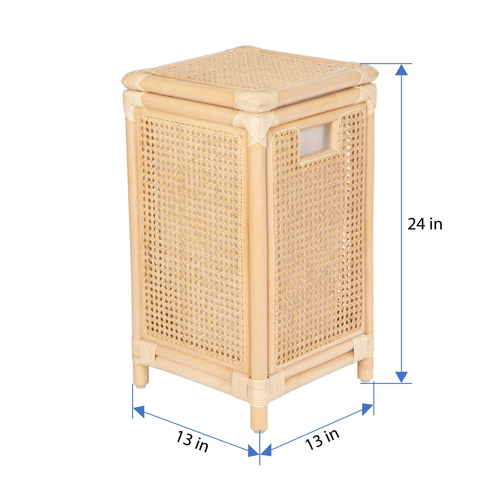 Square Rattan Cane Clothes Hamper and Laundry Basket with Remvoable Liner  & Lid, 1 Load