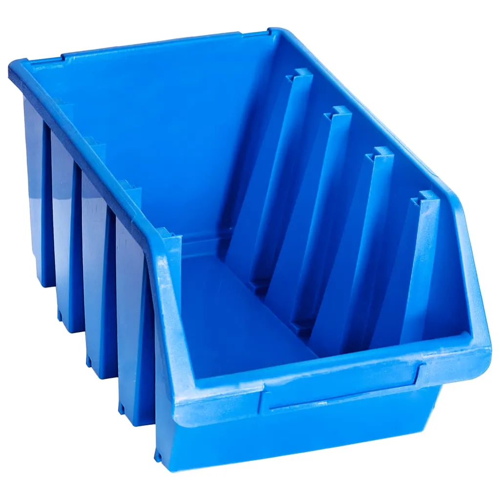 Stacking Storage Bins 14 pcs Blue Plastic