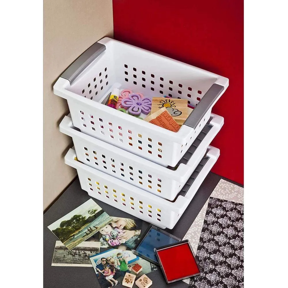 Sterilite Small Stackable Storage Basket White