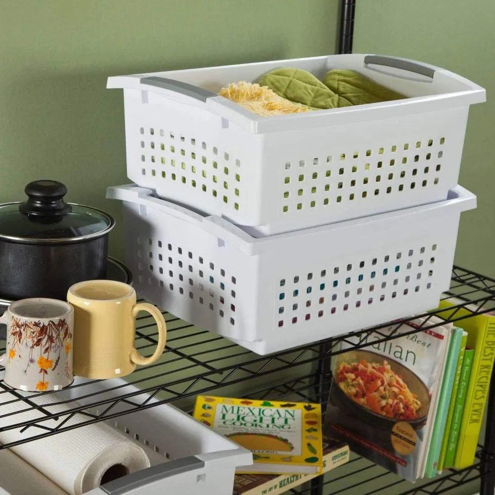 Sterilite Small Stackable Storage Basket White