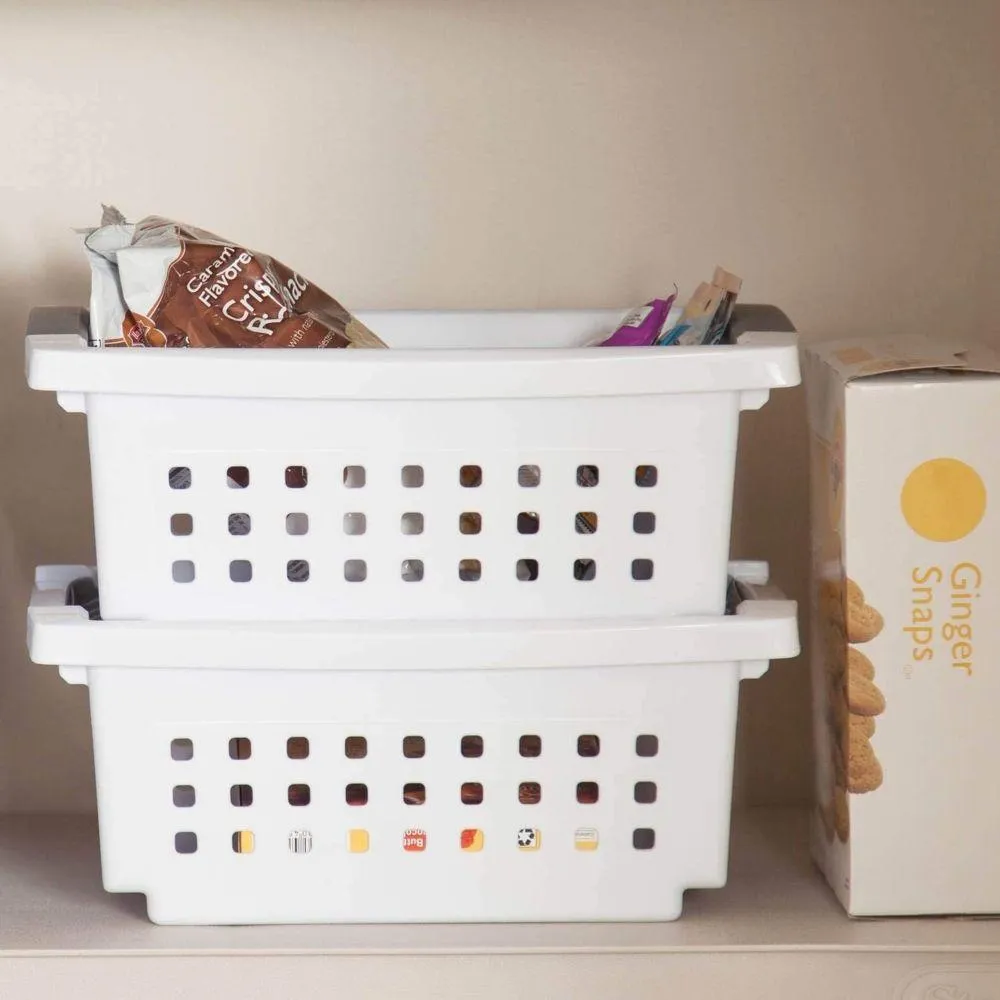 Sterilite Small Stackable Storage Basket White