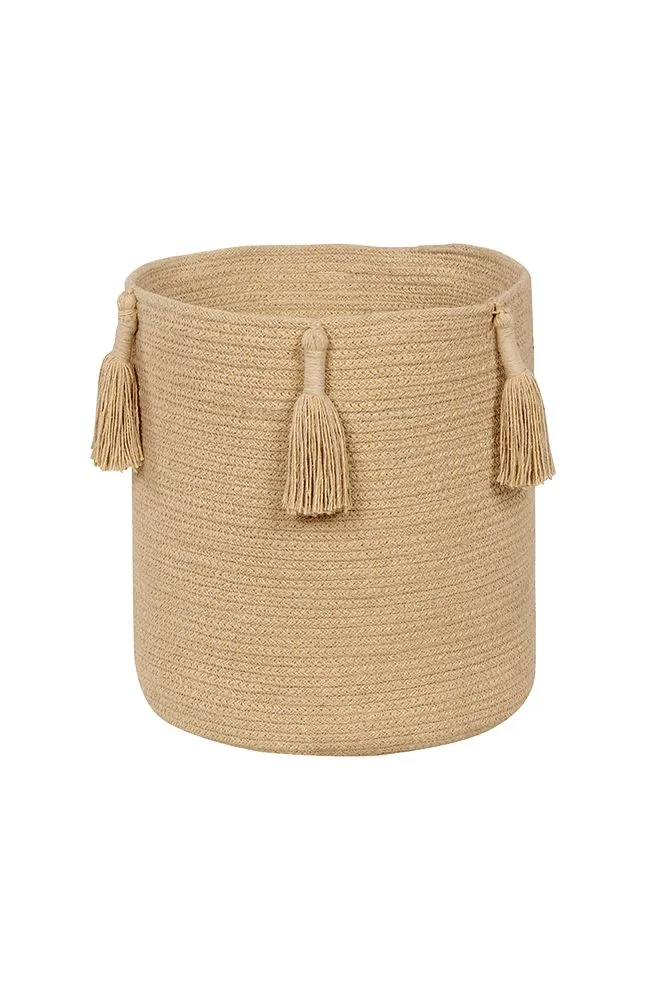 STORAGE BASKET FRINGES WOODY HONEY