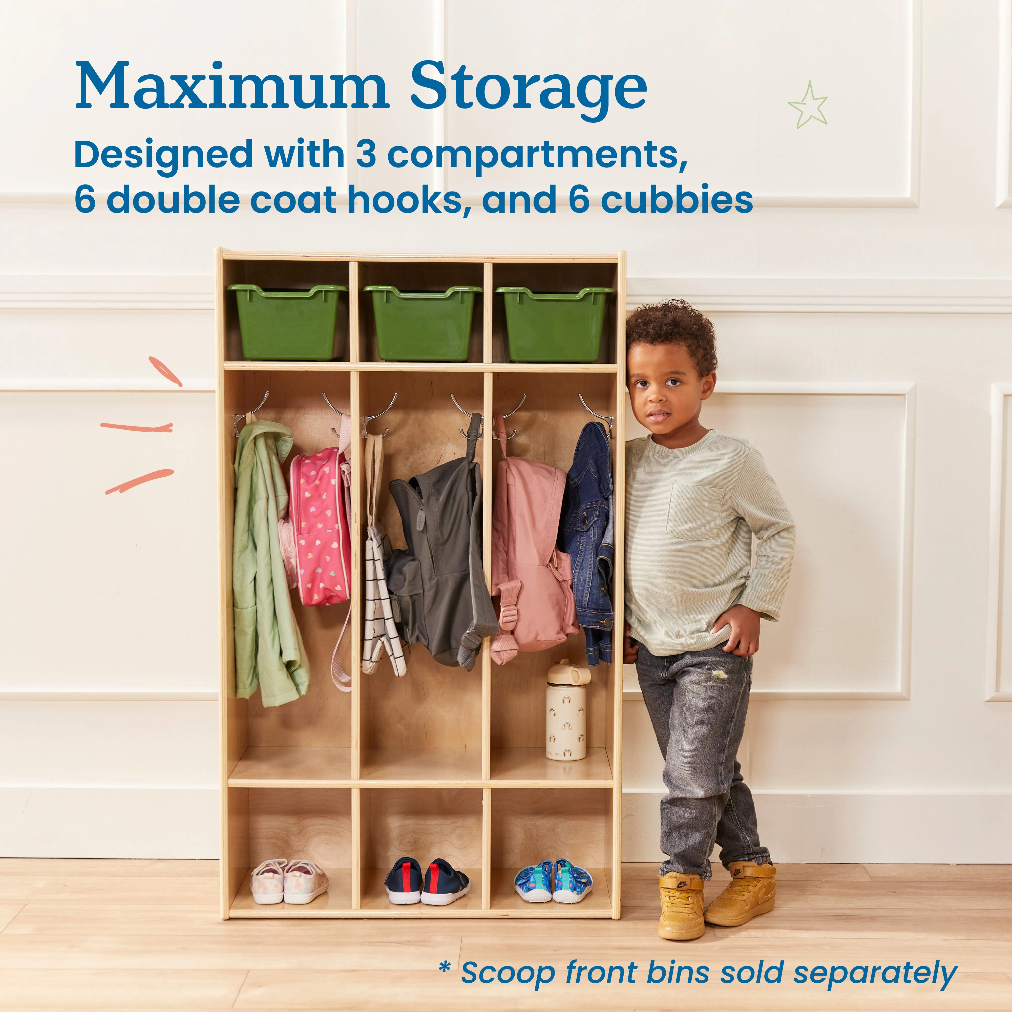 Streamline 3-Section Coat Locker, Classroom Furniture