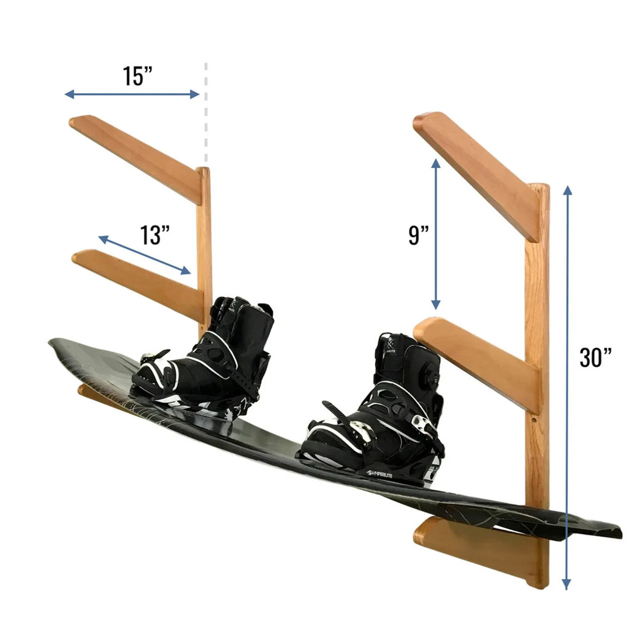 TidyTimber Wakeboard Storage Wood Rack | Holds 3 Wakeboards