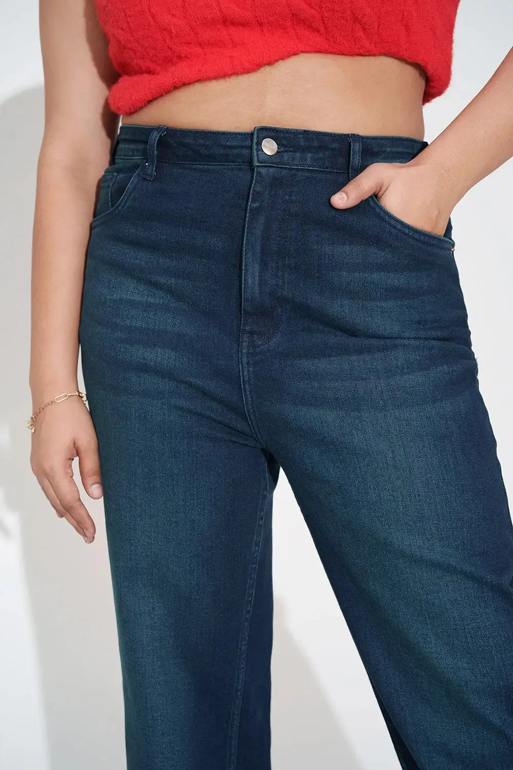 Tinted Teal Curve Straight fit Jeans