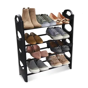 TNT THE NEXT TREND) Multipurpose 4 Shelves Shoe Rack, Foldable,12 Pairs, Metal & Plastic (Rustproof, Black)