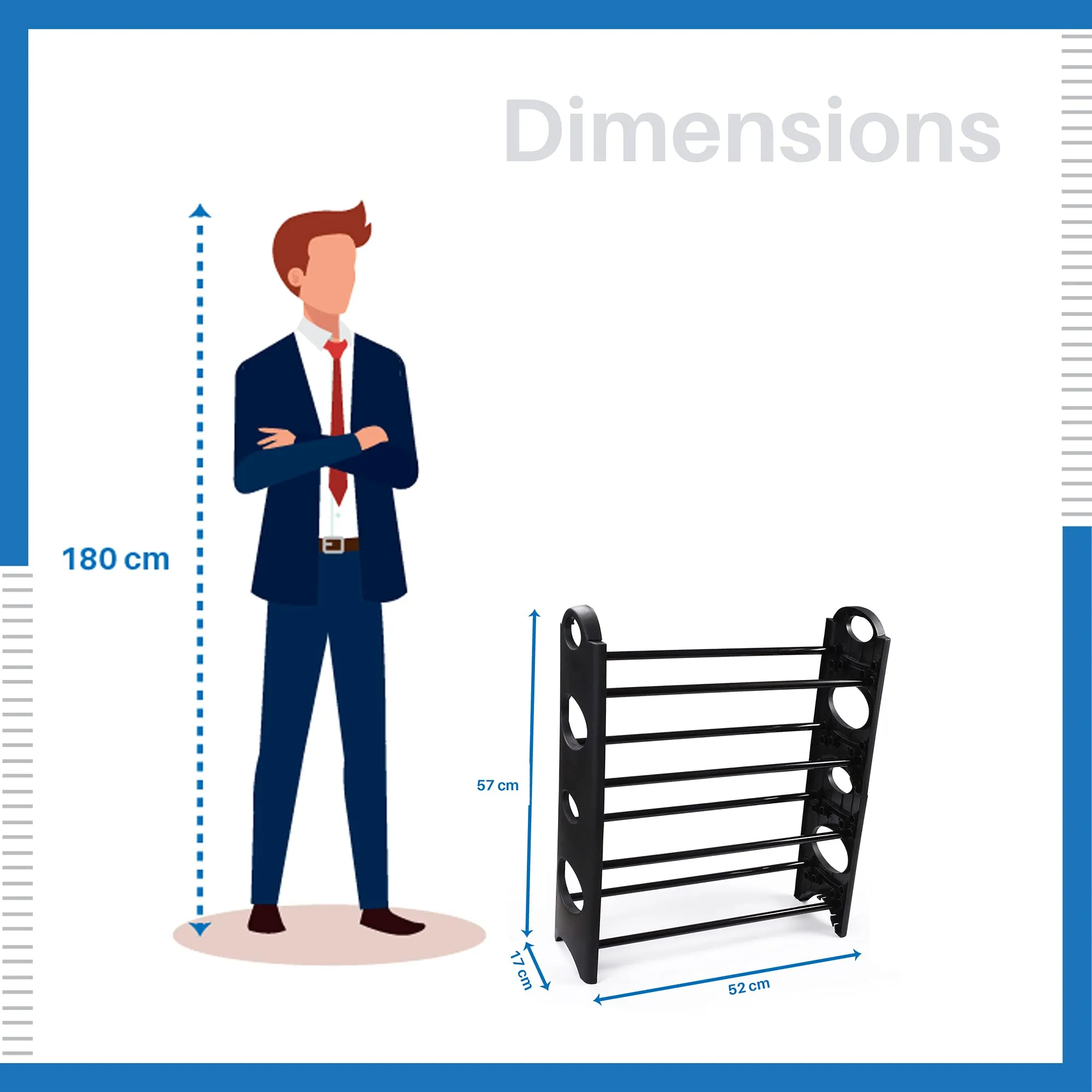 TNT THE NEXT TREND) Multipurpose 4 Shelves Shoe Rack, Foldable,12 Pairs, Metal & Plastic (Rustproof, Black)