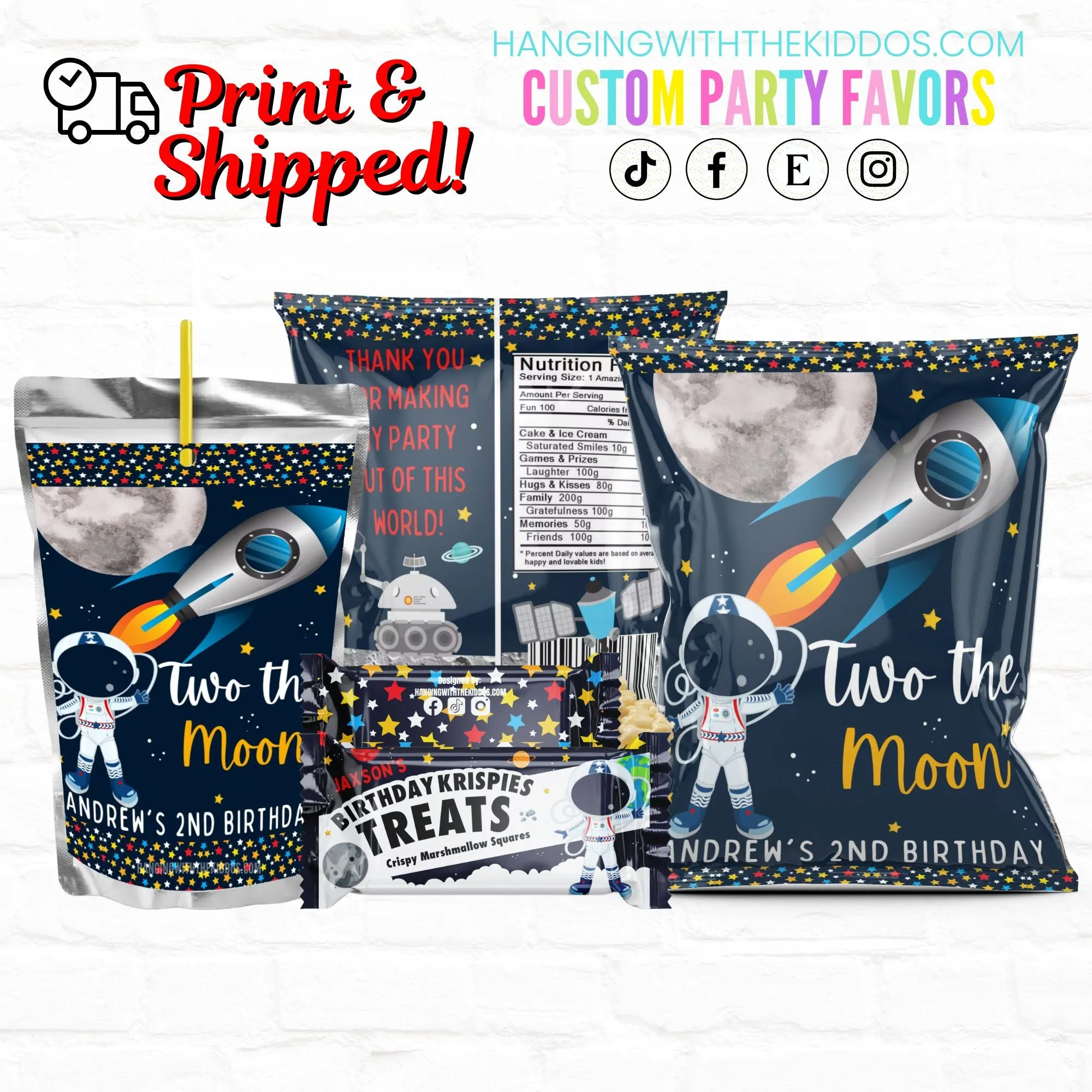 Two the Moon Space Birthday |Custom Party Favors