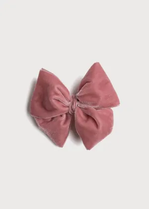 Velvet Big-Bow Clip in Pink