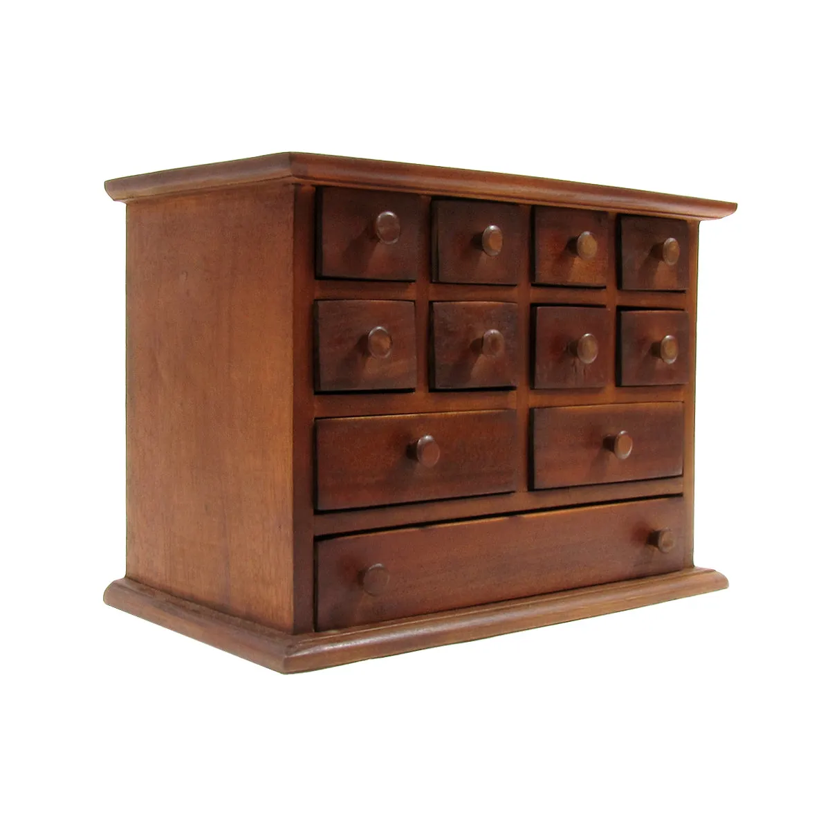 Vintage Walnut Wood Apothecary Utility Chest